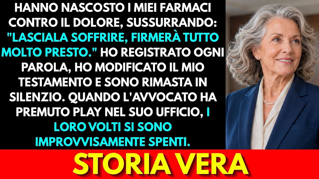 Avevo il registratore nascosto in tasca e gli occhi chiusi quando i miei figli entrarono in casa credendomi addormentata. "Più sta male, più sarà disposta a fare quello che vogliamo", ha detto mio...