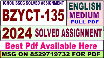 bzyct 135 solved assignment 2024 || bzyct 135 solved assignment 2023-24 in English ||  bzyct135 2024