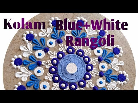 Kolam Design|Blue 💙 White 🤍 Rangoli Designs 🏵️@rangolidesign