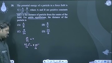The potential energy of a particle in a force field is U=Ar2-Br, where A and B are positive cons....