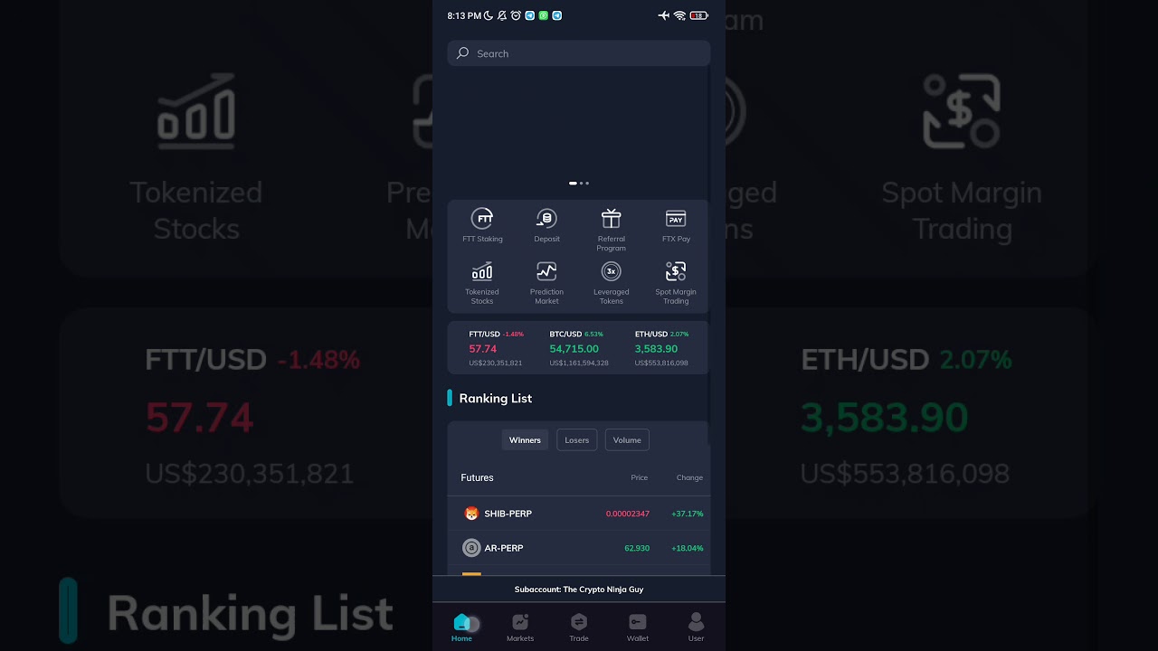 FTX PRO APP FEATURE/INTERFACE