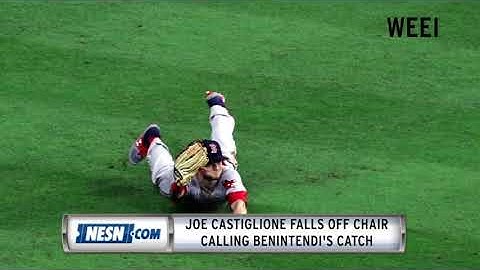 Joe Castiglione falls off chair after Andrew Benintendi