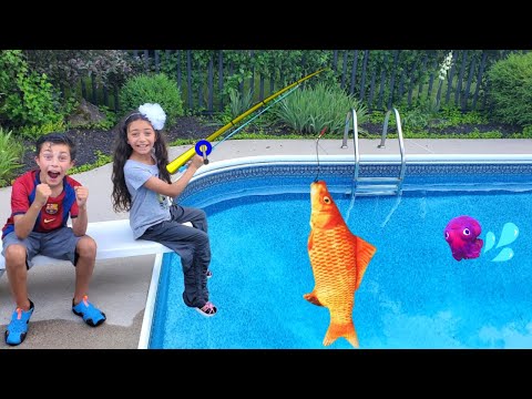 Toy Fishing Fun: Heidi Imaginary Adventure with Toy Fish 