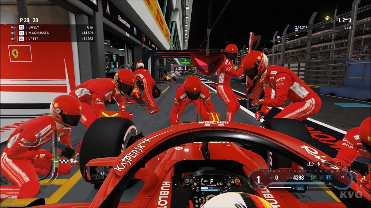 F1 2018 - Marina Bay Street Circuit - PIT Stop Gameplay (PC HD) [1080p60FPS]