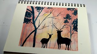 deer easy painting draw drawing