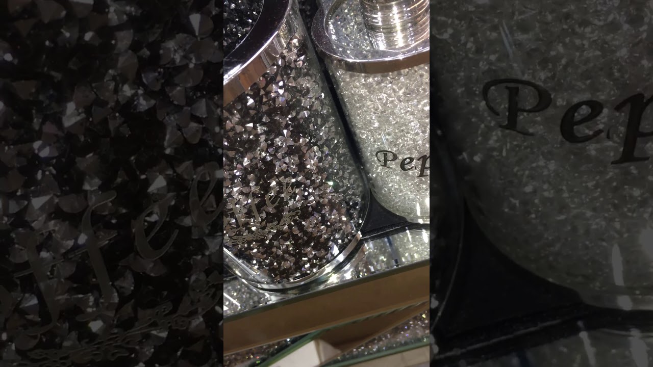 Diamond crushed black and silver tea sugar coffee