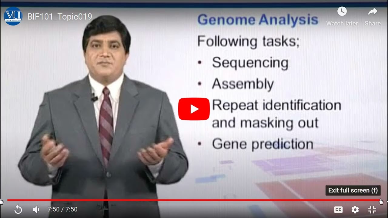 BIF101 introduction to bioinformatics topic 19, 20 and 21 on vulms