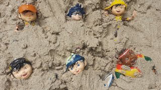 Membersihkan Mainan Kotor Boboiboy Angin, Gempa, Taufan, Petir, Gopal, Yaya