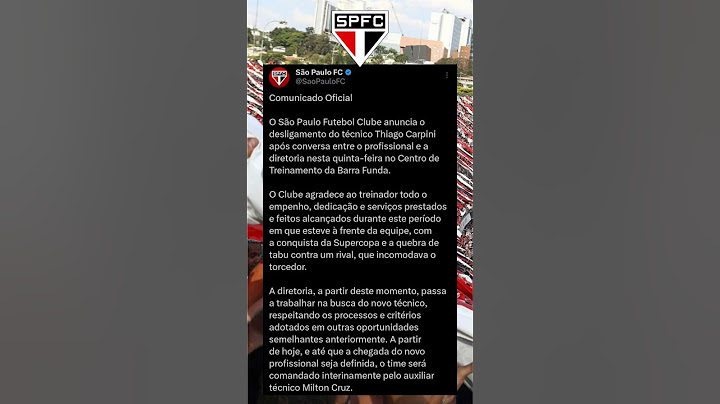 NOTÍCIA | São Paulo informa que Thiago Carpini não é mais o técnico do São Paulo FC #spfc