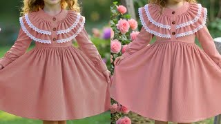 Winter Special Ruffled Baby Frock Cutting & Sching Easy Sewing Tutorial
