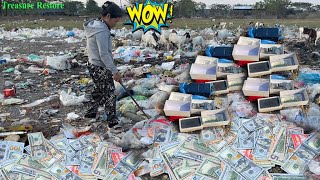 Wow A girl found a lot of money $$ and good thing at landfill behind the market