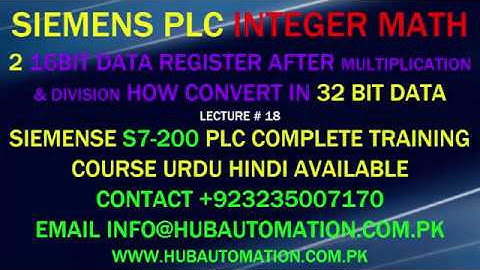 S7-200 PLC 16BIT DATA AFTER MULTIPLICATION AND DIVISION HOW CONVERT 32 BIT URDU HINDI LECTURE 18