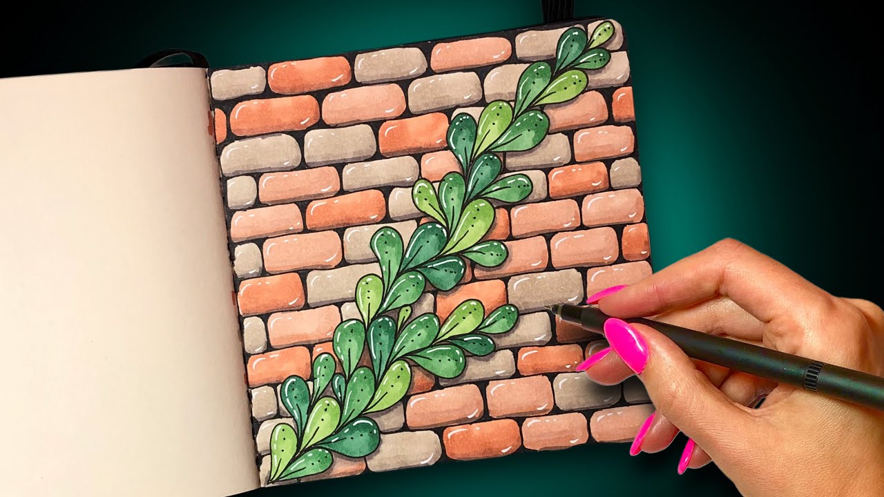 Realistic Brick Wall Art Tutorial | Zentangle with Alcohol Markers