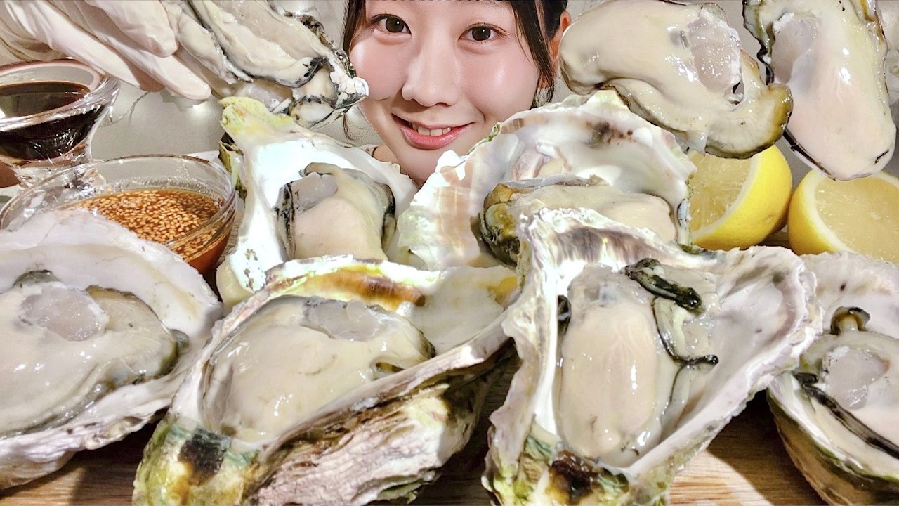 ASMR Raw Oysters【Mukbang/ Eating Sounds】【English Subtitles】