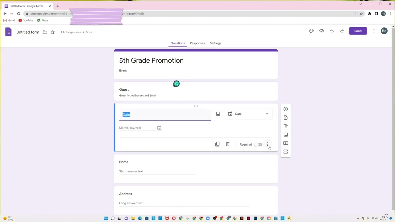 Google Form for event planing