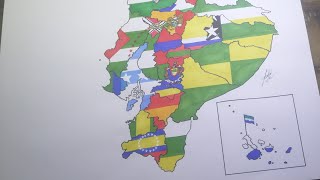 Drawing Ecuador provinces flag map | Dibujo del mapa con la bandera de las provincias de Ecuador