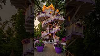 Purple &amp; White Treehouse That Seems Impossible (But Real) #satisfying #construction