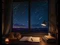 Cosy Night Study Ambience 🌌 Relaxing Piano Music & Shooting Stars for Focus, Stress Relief