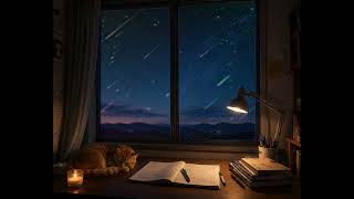 Cosy Night Study Ambience 🌌 Relaxing Piano Music & Shooting Stars for Focus, Stress Relief