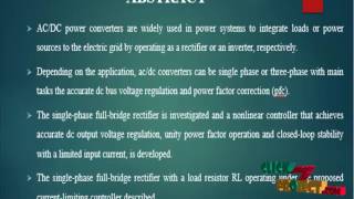 Nonlinear Control of Single-Phase PWM Rectifiers Inherent | Final Year Projects 2016 - 2017