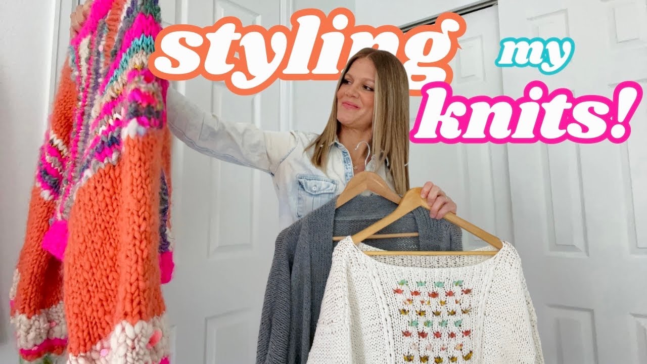 styling my cozy hand-knit sweaters for fall 🍁 | 6 transitional autumn knitwear outfits 🧶