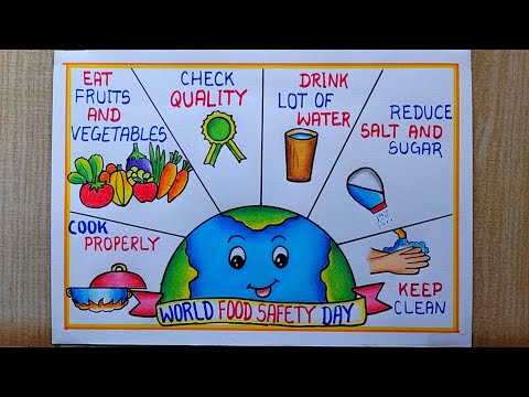 World Food Safety Day Poster Drawing Healthy Diet chart drawing Eat Healthy stay healthy Poster