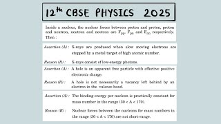 XII Physics 2025 Inside a nucleus, the nuclear forces between proton and proton, proton and neutron