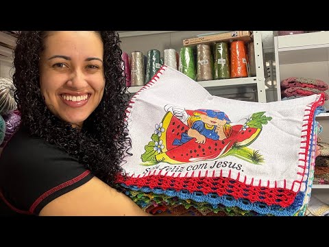 💥Produção de panos de prato com bicos de crochê encomenda pronta para enviar 👏🏻🚀