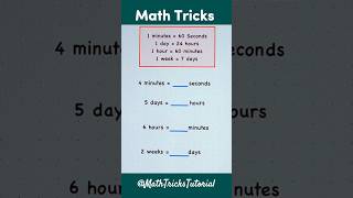 Time Conversion Hacks #MathTricksTutorial #maths #math #tutorial #mathematics #shorts #education