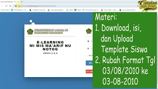 Cara download, Isi dan Upload Template Siswa di E Learning Madrasah