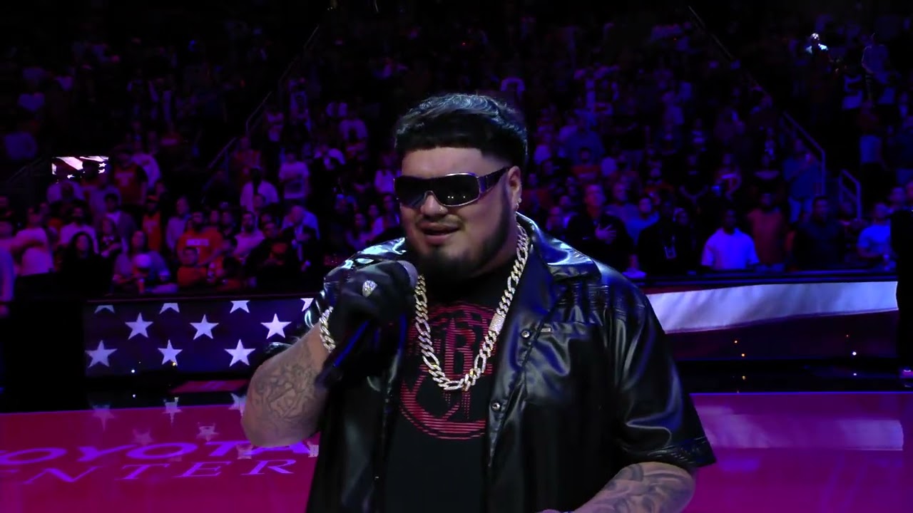 Up Above Entertainment: SAMKNIGHT sings the National Anthem at Houston Rockets.