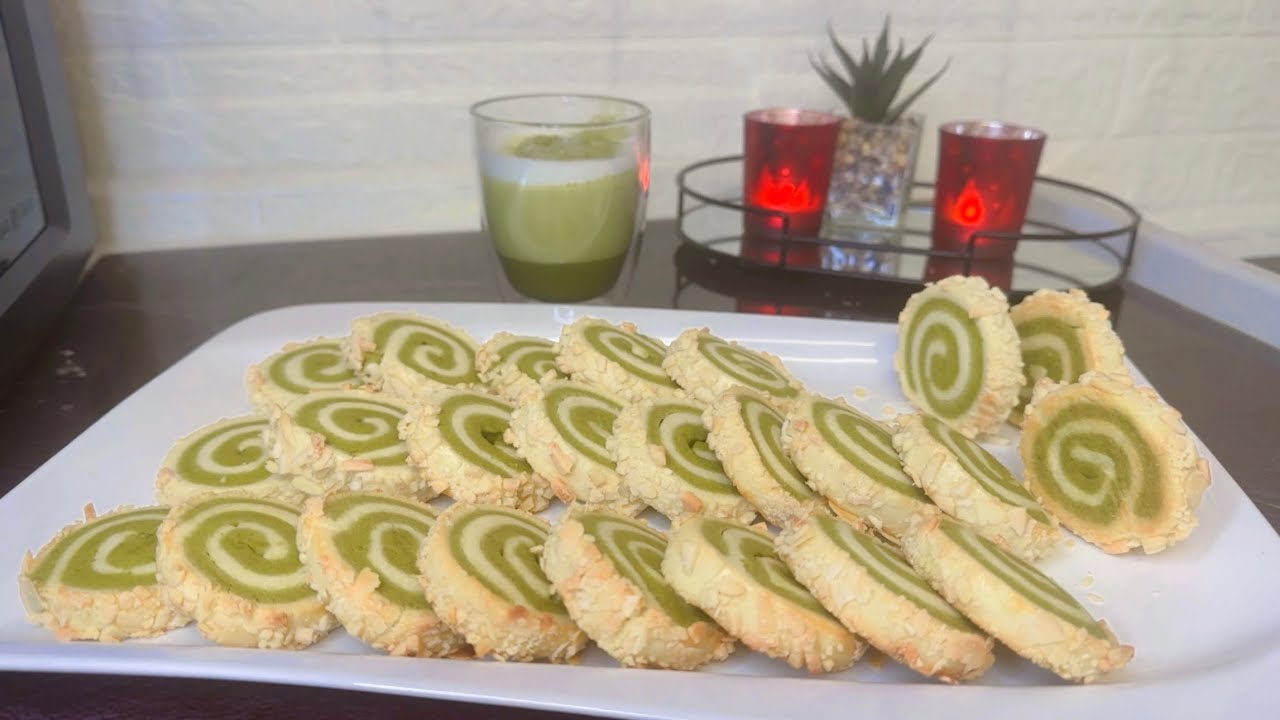 Matcha Almond Cookies | کلچه بادامی ماچا #matcha #cookies