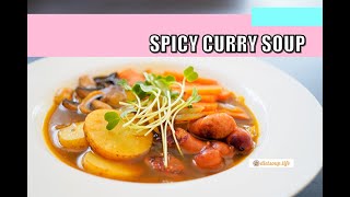 Spicy Curry Soup with sausage (diet soup dietsoup healthy soup low carb weight loss soup keto)