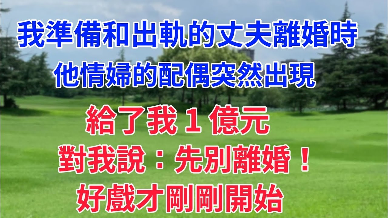 我準備和出軌的丈夫離婚時，他情婦的配偶突然出現，給了我 1 億元，對我說：先別離婚！ 好戲才剛剛開始...