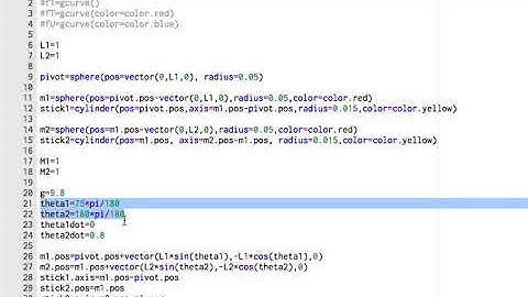Modeling a double pendulum in python