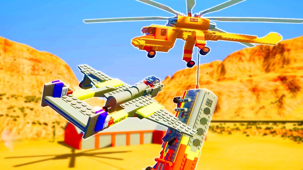 PLANE CRASHES INTO TRAIN SUSPENDED BY HELICOPTER!? - Brick Rigs ...