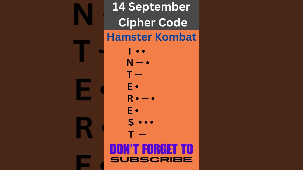 14 September Daily Cipher Code hamster Kombat - Aaj ka cipher code kya hai 