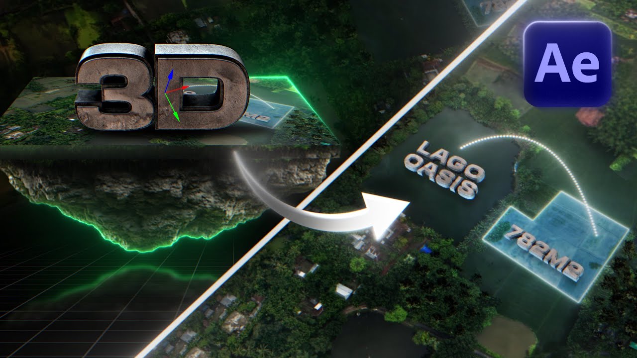 TERRENO 3D com MOVIMENTAÇÃO de CÂMERA para MERCADO IMOBILIÁRIO - After Effects