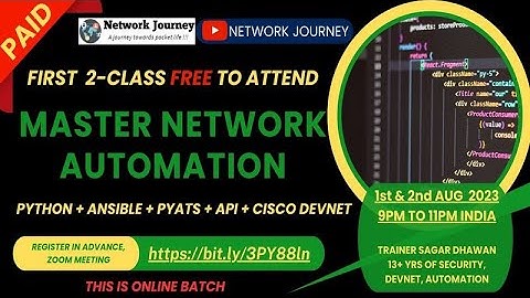 #2 Python, Ansible, API, PyATS, Cisco Devnet - Automation | Sagar | 07-Aug-2023 @ 9PM IST | Weekdays