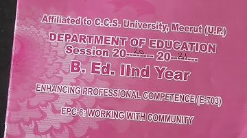 Working with Community || EPC 6 || B.ed 2nd year file || CCSU || Kaps V Be Creative
