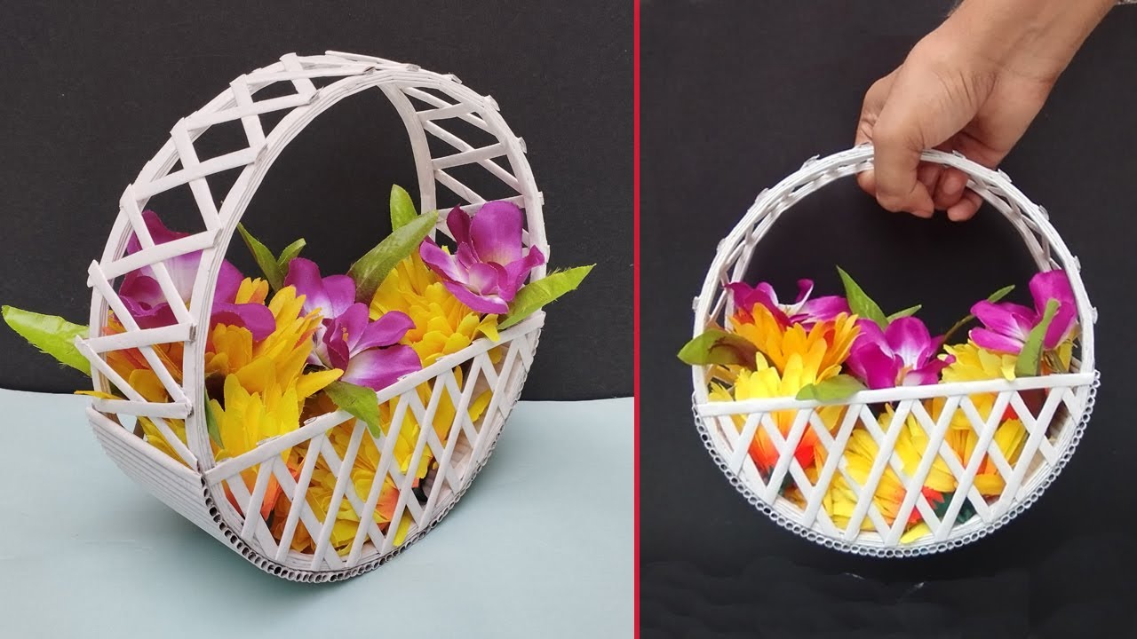 How to make flower basket with newspaper | DIY flower basket