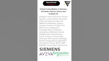 Critical Vulnerabilities in Siemens, Schneider Electric, Aveva, and Multiple ICS