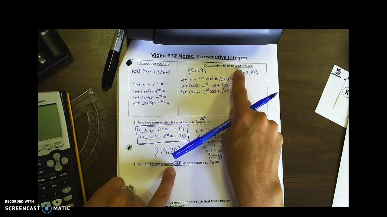 Unit 1 Video 12 Consecutive Integer Problems - YouTube