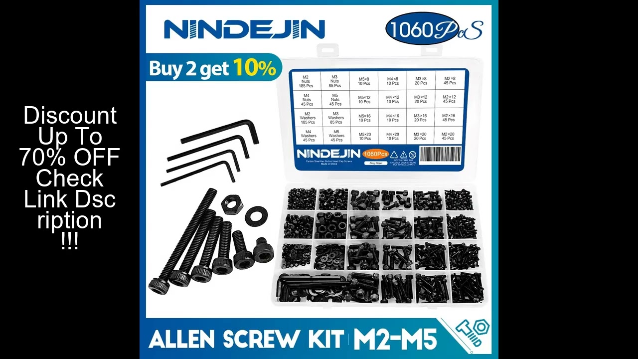 1060pcs M2 M3 M4 M5 Hex Socket Screw Set Carbon Steel Flat Round Cap Head Screws Bolts and Nuts Asso