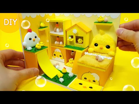 DIY Miniature Dollhouse Room -  Chick Room decor ! Yellow chick !