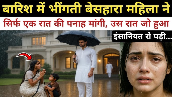 बारिश में बेसहारा महिला ने सिर्फ एक रात की पनाह मांगी थी, उस दिन जो हुआ…  इंसानियत रो पड़ी
