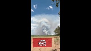 Crews battling a wildfire in Caddo County near Gracemont (no spoken audio)
