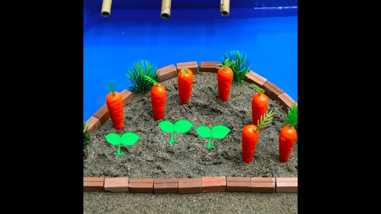 DIY mini Farm Diorama with house for cow, pig | animals barn | water pump, carrot garden grow #8 |