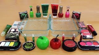 Hi guys! today, i'm going to be mixing makeup eyeshadow into clear
slime. i'll full cut eye shadow two slimes! separating the colors...