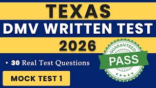 Texas DMV Permit Test 2026 (Mock Test 1) | 30 Real Questions | DMV Written Test Practice 2026